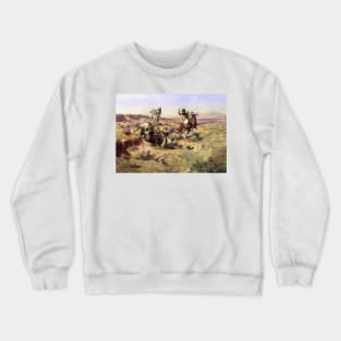 “The Broken Rope” by Charles M Russell Crewneck Sweatshirt